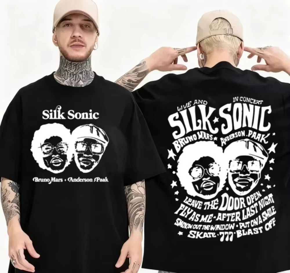 Silk Sonic  Cotton T-Shirt Bruno Mars 24K MAGICT T-Shirt Fan Gift Couple Streetwear Men's and Women's Summer Vintage T Shirt