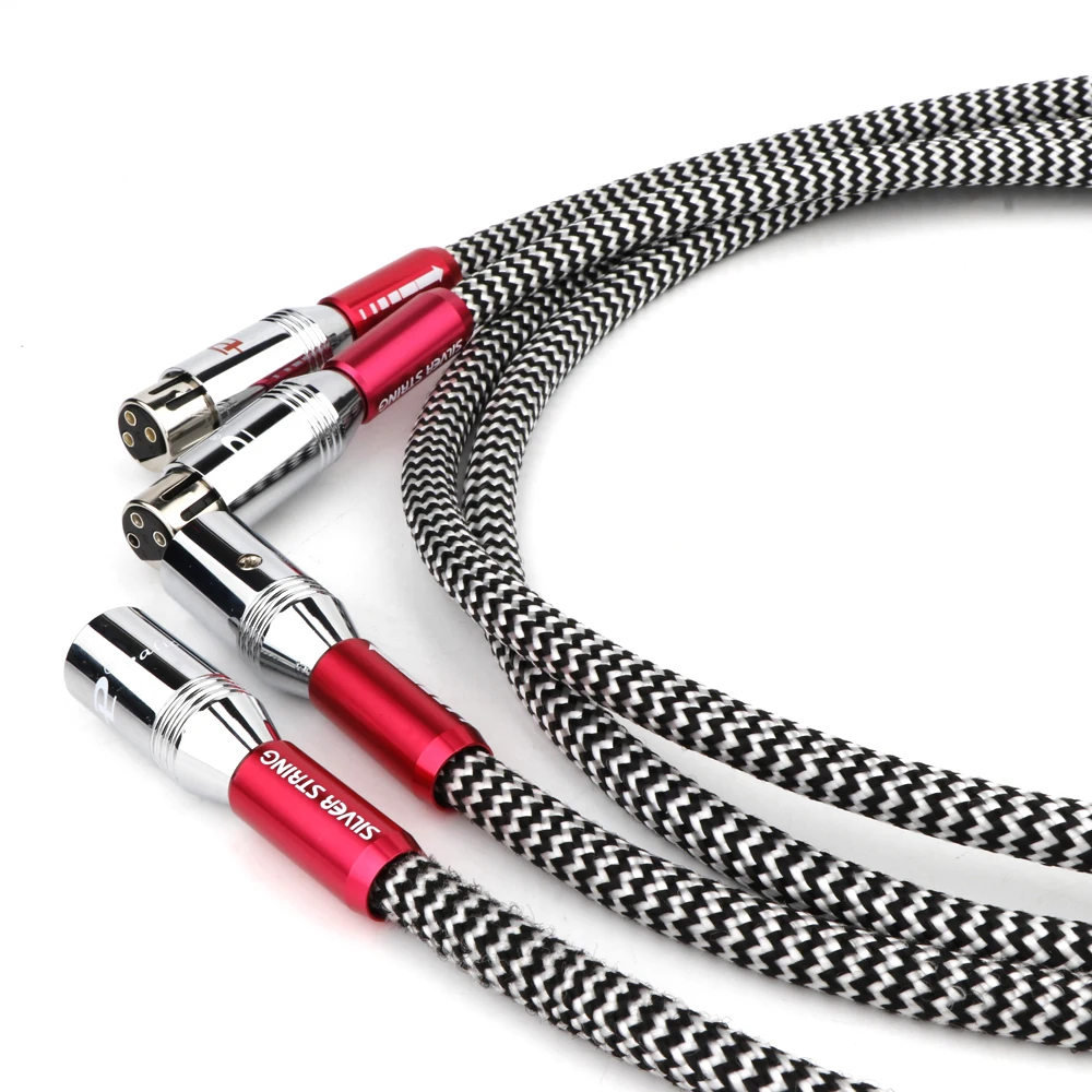 Pair XLR Audio Signal Interconnect Cable Signature OFC Silver-Plated RCA Male To Black carbon fiber XLR Female Plug Audio