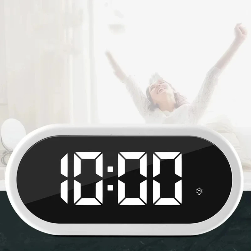 Small LED Digital Alarm Clock with Snooze Bedside Table Alarm Clock Brightness Dimmer Adjustable Alarm Volume Decor for Room