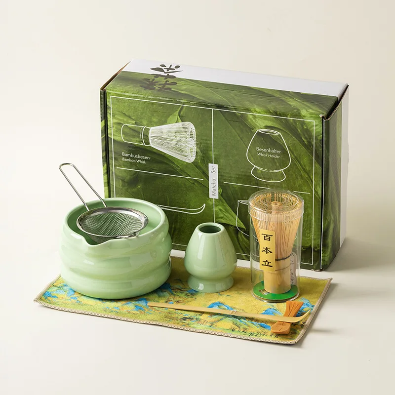 Imagen 5: Juego de Matcha japonés, cuenco Matcha con boca, herramienta de punta de té de la dinastía Song, soporte de bigote Matcha, 4/7 Uds.