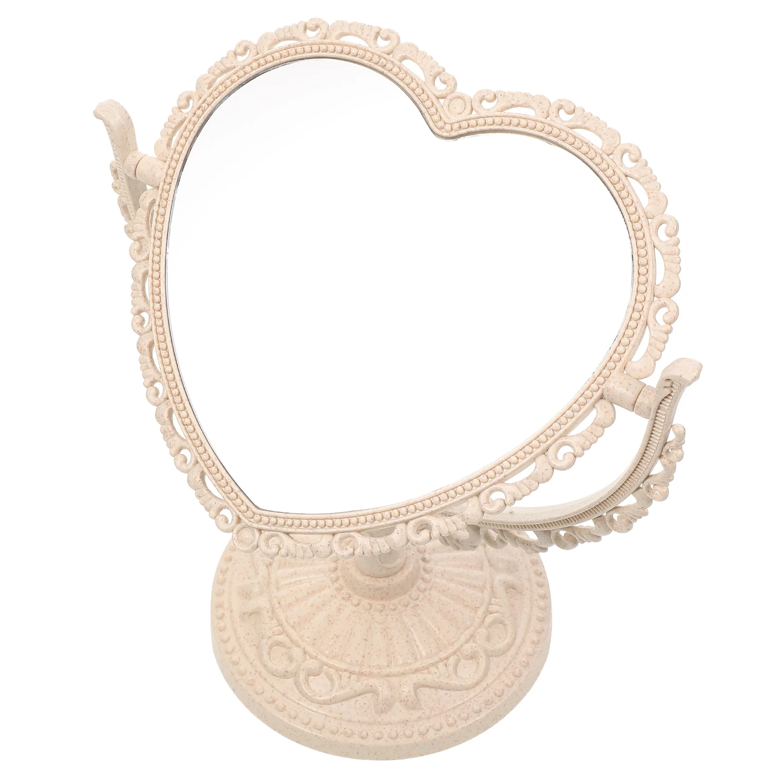 

European Style Vanity Mirror Travel Makeup with Lights Heart for Desk Dressing Table
