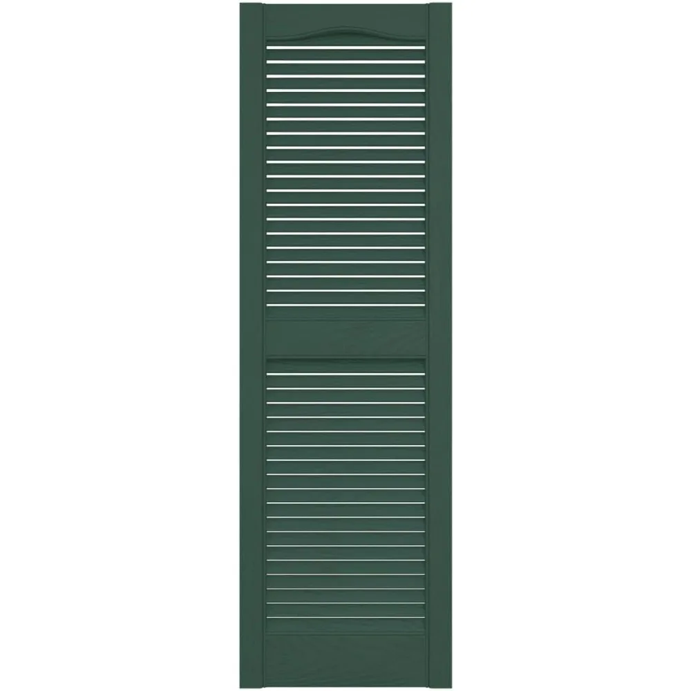 Builders Edge, Standard Cathedral Top Center Mullion, Open Louver Shutters, Includes Matching Installation Spikes (Per Pair)