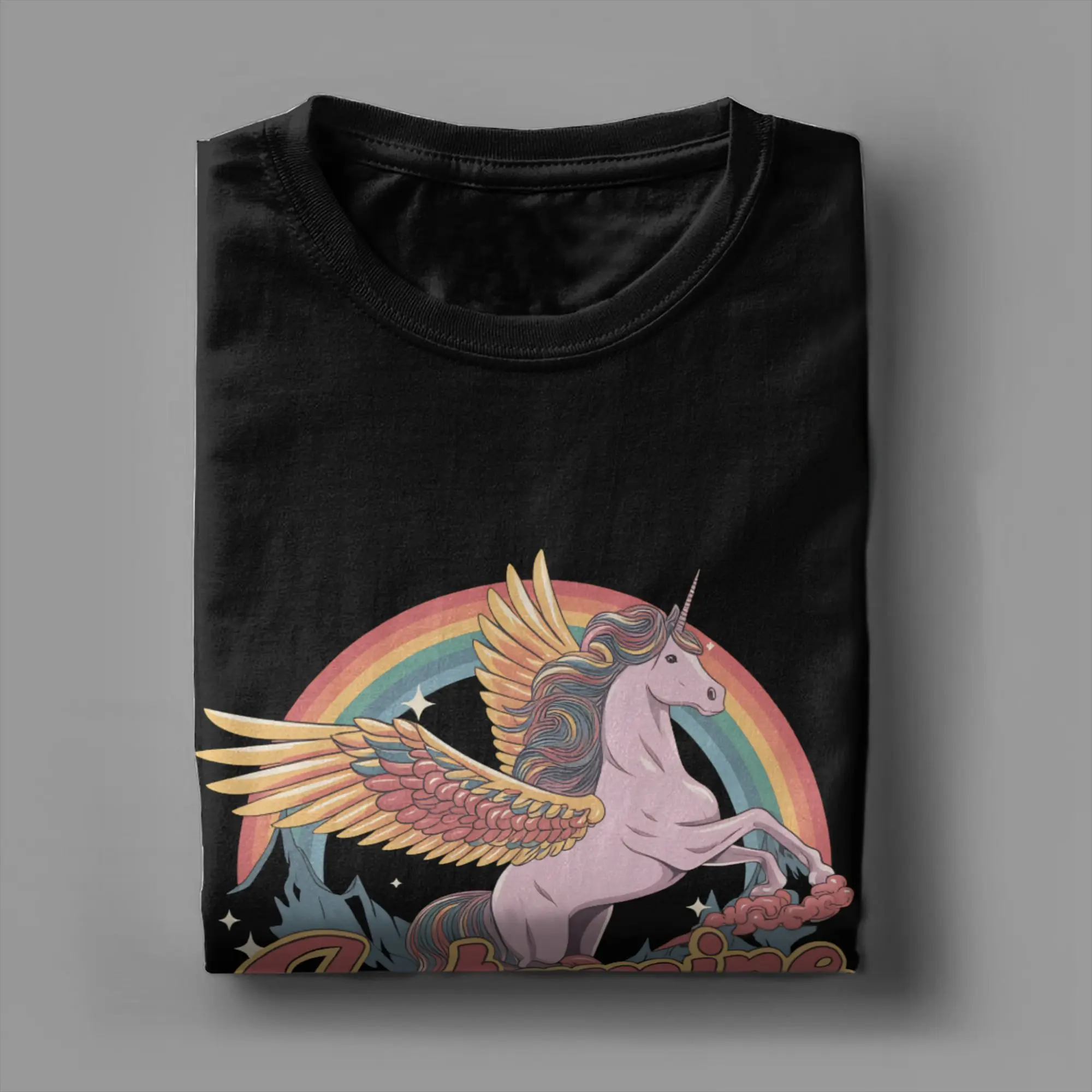 Rainbow Unicorn Ketamin Horse Men T Shirts  Creative Tees Short Sleeve Crewneck T-Shirt Pure Cotton Birthday Gift Clothing