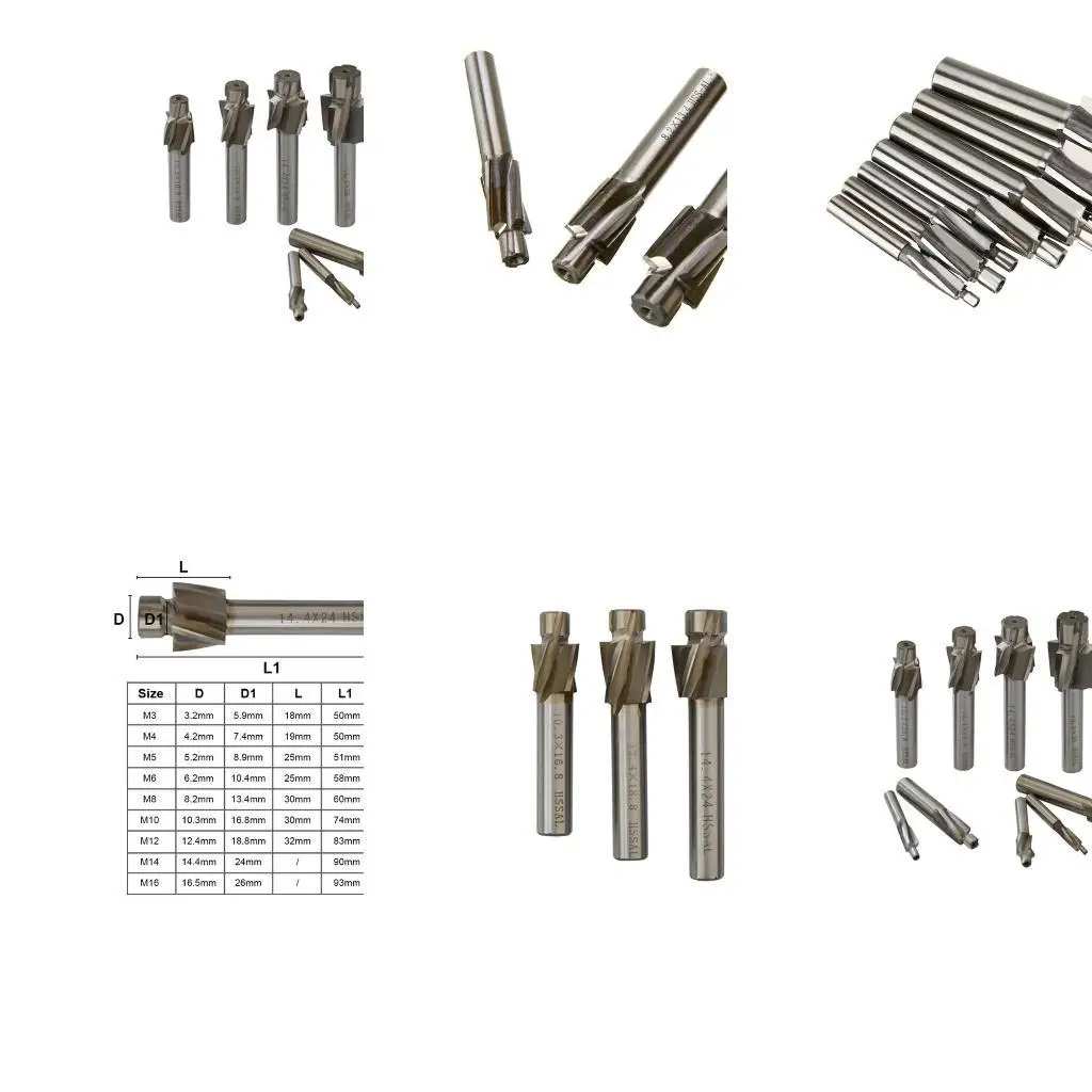 

652f 7pcs H.S.S. 4T Counterbore Set End Mill Cutter из нержавеющей стали прямой хвостовик высокая выносливость промышленного