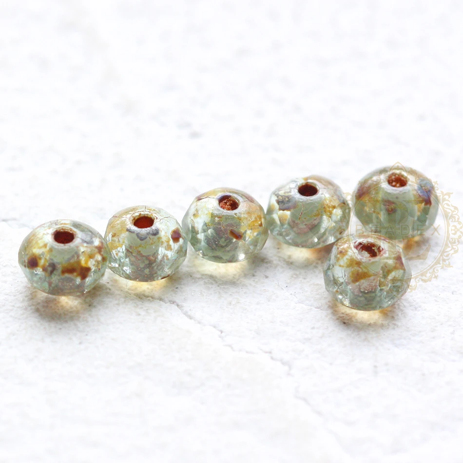 DIY Supply-10 Pieces Czech Aged Glass Rondelle Spacer Beads - Varies Colors - 5x3mm (NVA-18)