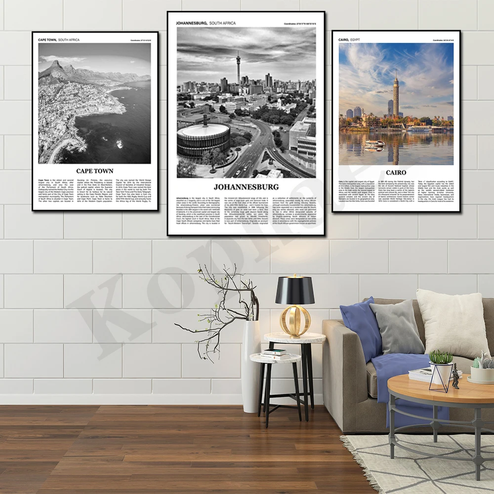 Petra Johannesburg Cape Town Cairo South Africa Egypt Black and White Full Color Abstract Landscape Travel Wall Art Poster