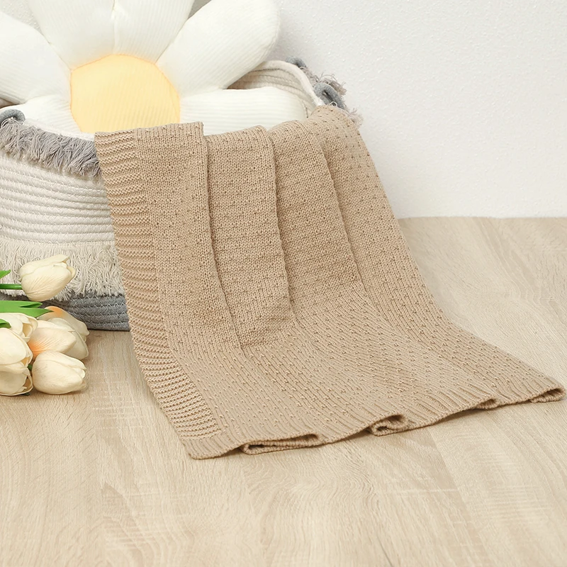 Infant Baby Stroller Swaddle Wrap Blankets Pure Color Knitting Newborn Boy Girl Nursery Travel Crib Cuddle 90*70cm Throwing Mats