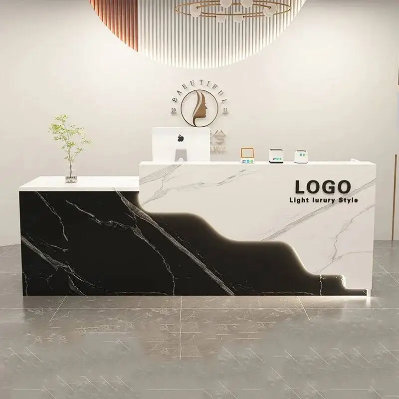 

Роскошный скандинавский дизайн стойки регистрации, крутая профессиональная эстетическая стойка регистрации, ретро-центр Theke Empfang, мебель для офиса