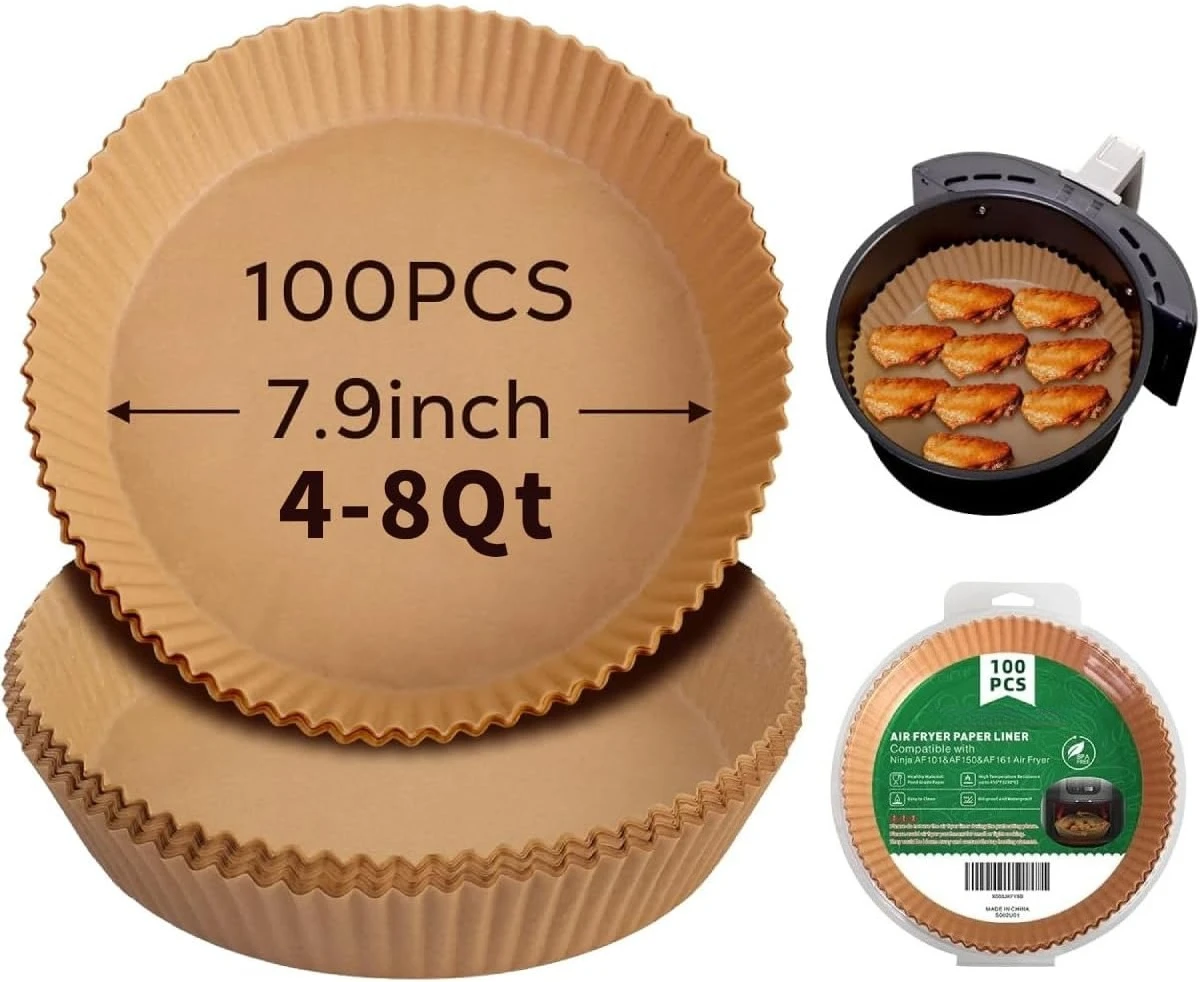 

Air Fryer Liners for Air Fryer, 100 Pcs Disposable Paper Liner for most 4-8QT AirFryer