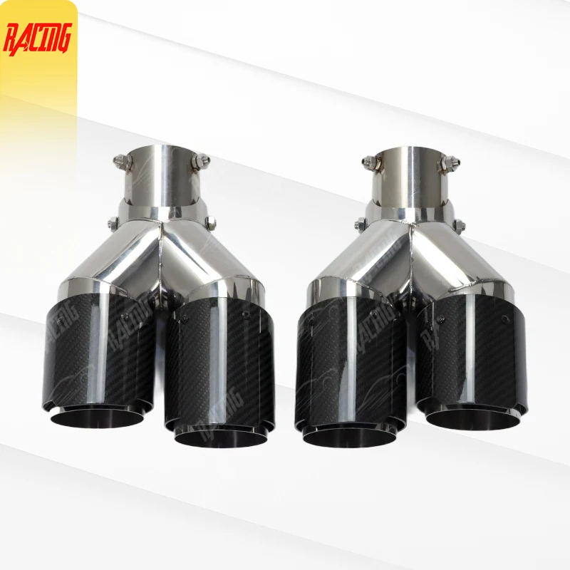 

Оригинальный автомобильный универсальный регулируемый угол SUMSOO, двойной выхлопной наконечник из углеродного волокна, прямой край, наконечник глушителя из углеродного волокна