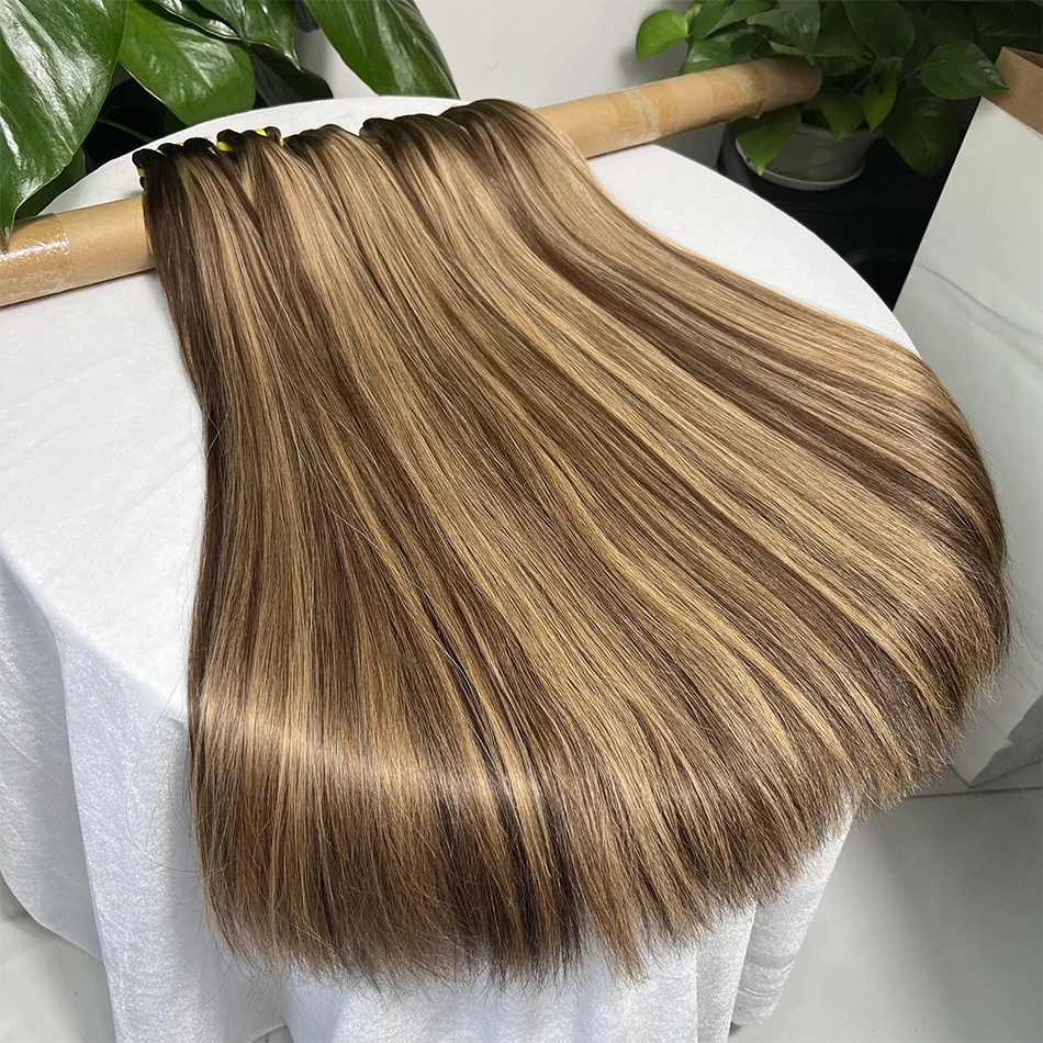 Yiwigs # P4/27 duplo desenhado 100% pacotes de cabelo humano destaque ombred cor osso em linha reta 10-30 polegadas extensões tecer cabelo cru