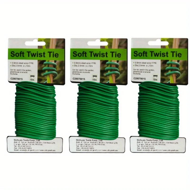

10.0 Meter Plant Ties 1Pc/3Pcs/6Pcs Soft Twist Ties Green TPR Garden Ties Supply, for Supporting Plants Tomatoes Home Organizing