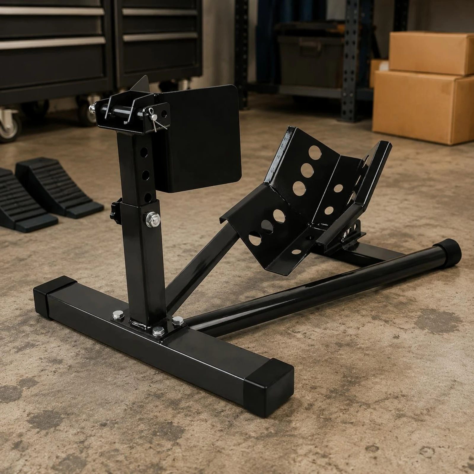 Motorcycle Front Wheel Stand Metal Front Wheel Lifting Support Motorcycle Parking Stand Painted Finish Garage Tool