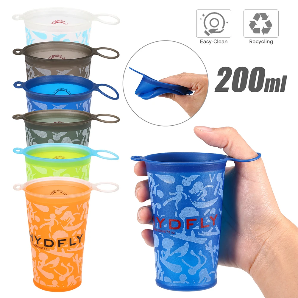 

200ml Foldable Cup Portable Large-caliber Cup Mouth Tpu Soft Water Cup For Outdoor Marathon Cycling Trailing Running drop ship