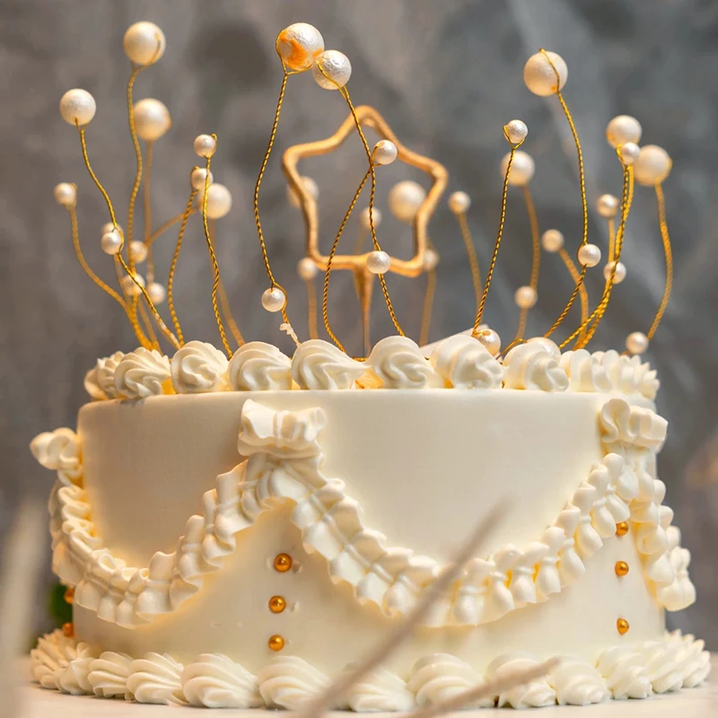 1pc Mini Pearl Crown Cake Toppers Golden Crown Cupcake Toppers For Wedding Kids Birthday Party DIY Cake Baking Decoration Tools