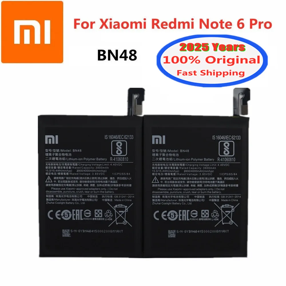 2025 Years Xiao mi 100% Original Phone Battery BN48 For Xiaomi Redmi Note 6 Pro Red rice Note 6Pro 4000mAh Bateria Battery