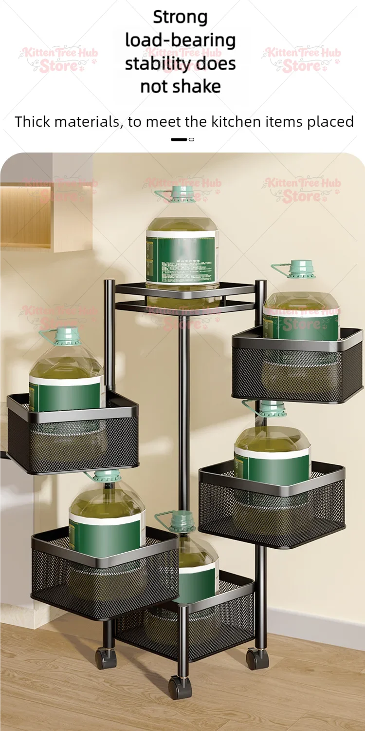fruit and vegetable basket movable square kitchen rotating storage rack