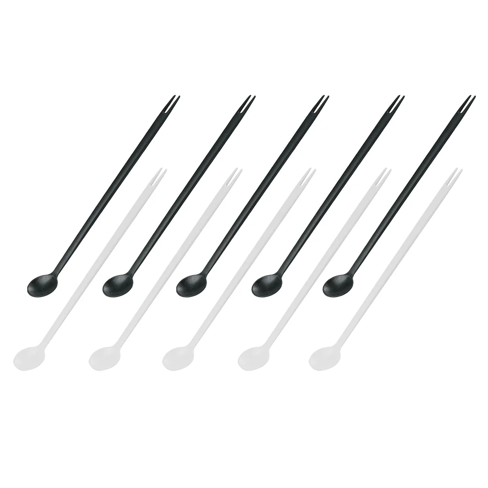 10 Pcs Tasting Spoon Long Handle Plastic Coffee Stirrer Cocktail Mixing Spoons Stirring Double-head