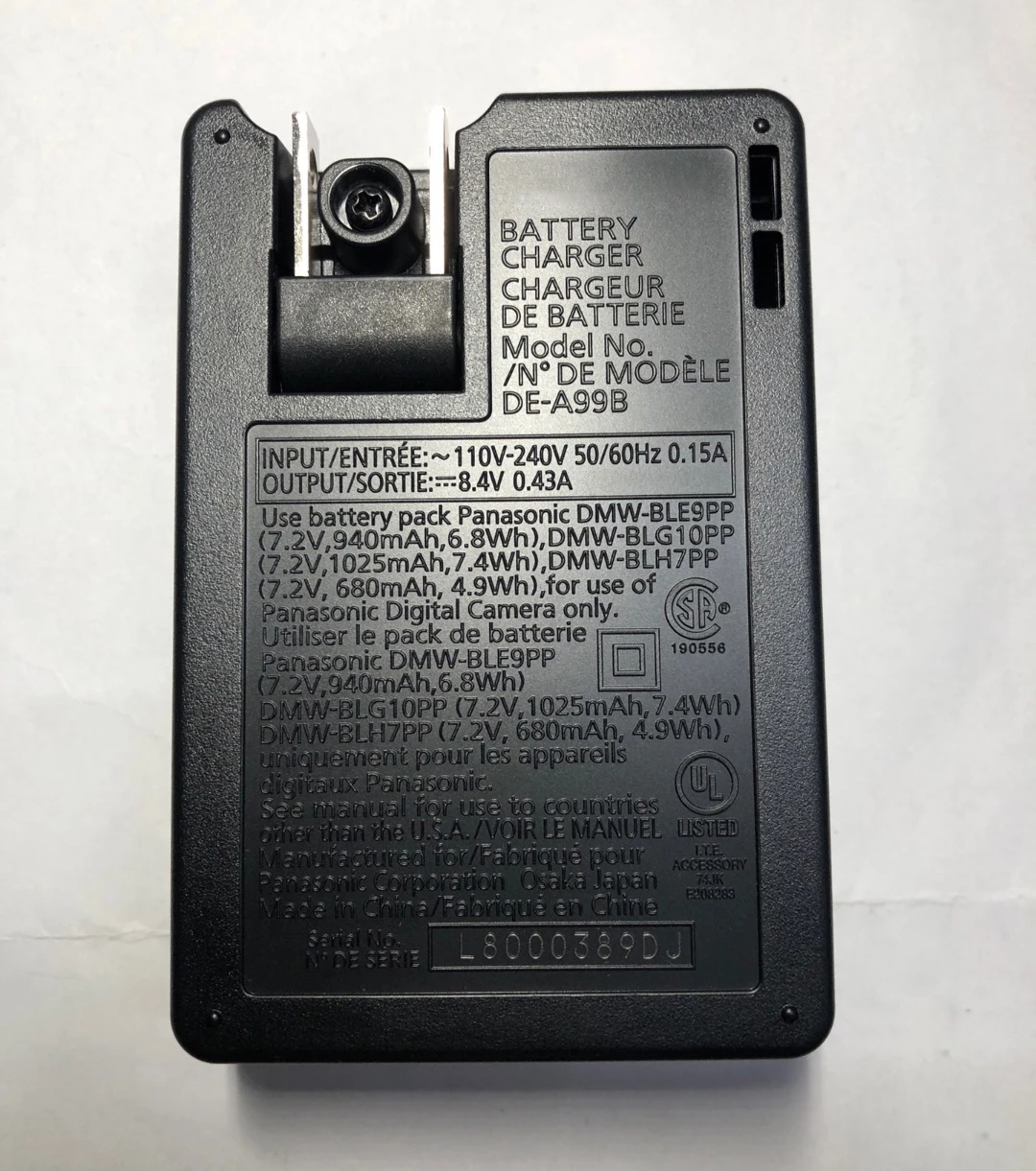 Genuine DE-A99 Charger For Panasonic DMW-BLG10 DMW-BLE9 DMW- BLHL7 DE-A98D A98 DMC-GF3 GF3X DMC-GF5 DMC-GF3GK S6K GF6 GX7 LX100