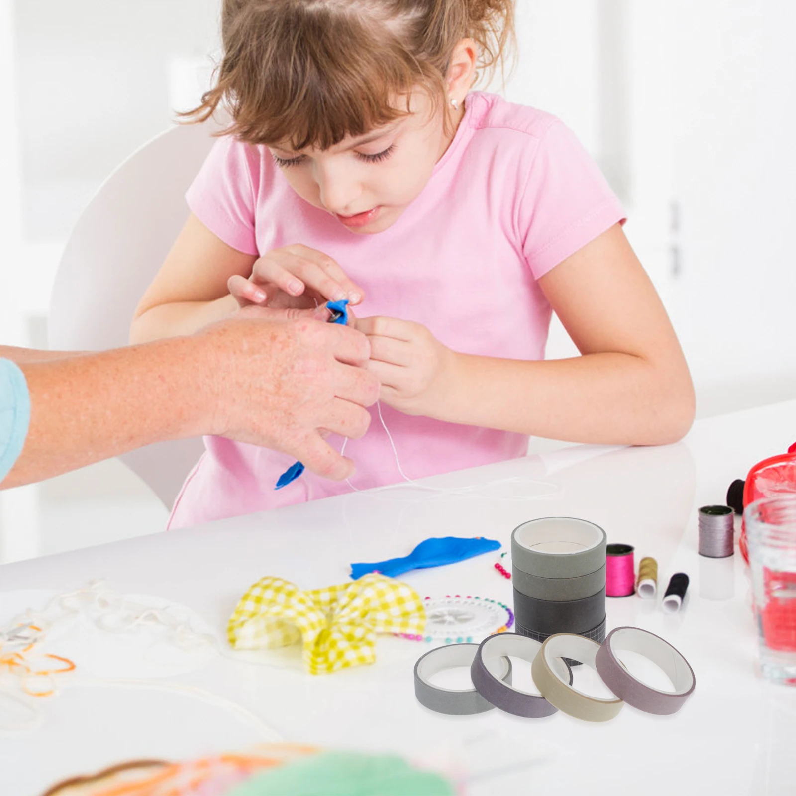 

8 Rolls Solid Color Washi Adhesive Pocket Tape Retro Journaling Supplies Craft Decorative Tape for DIY Projects