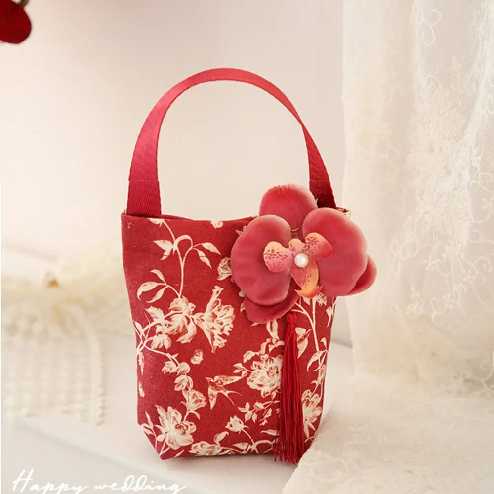 Flower Festive Sugar Bag Butterfly Orchid Flower Pendant Korean Style Wrist Hand Bag Storage Bag Jewelry Packing Bag