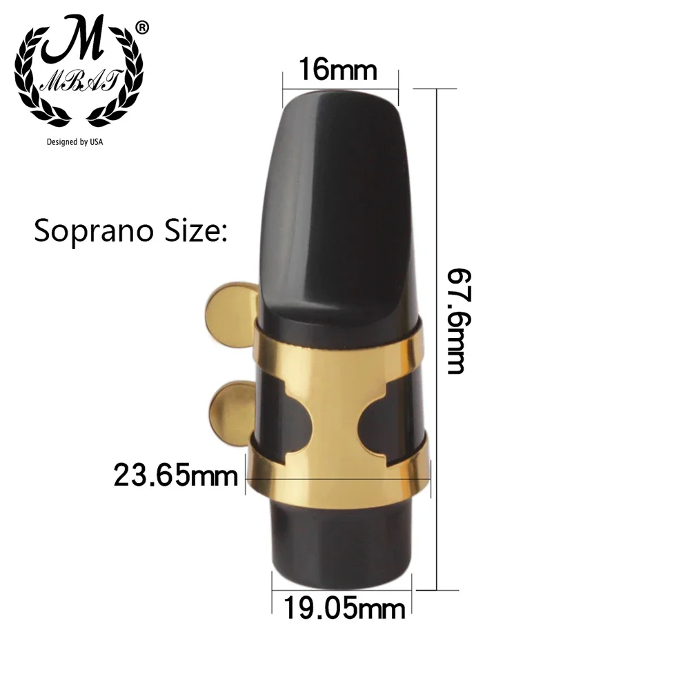 M MBAT Alto Tenor Sopran Sax Saxophon Mundstück Kunststoff mit Kappe Metall Schnalle Reed Dental Pad Holzblasinstrument Zubehör – Detail 3