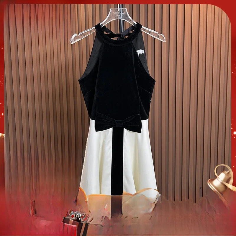 

MaSande Hepburn Sle Svel Dr Women's Summer High Waist A-Line ort Dr Sexy oulder Bared Ne Hanging