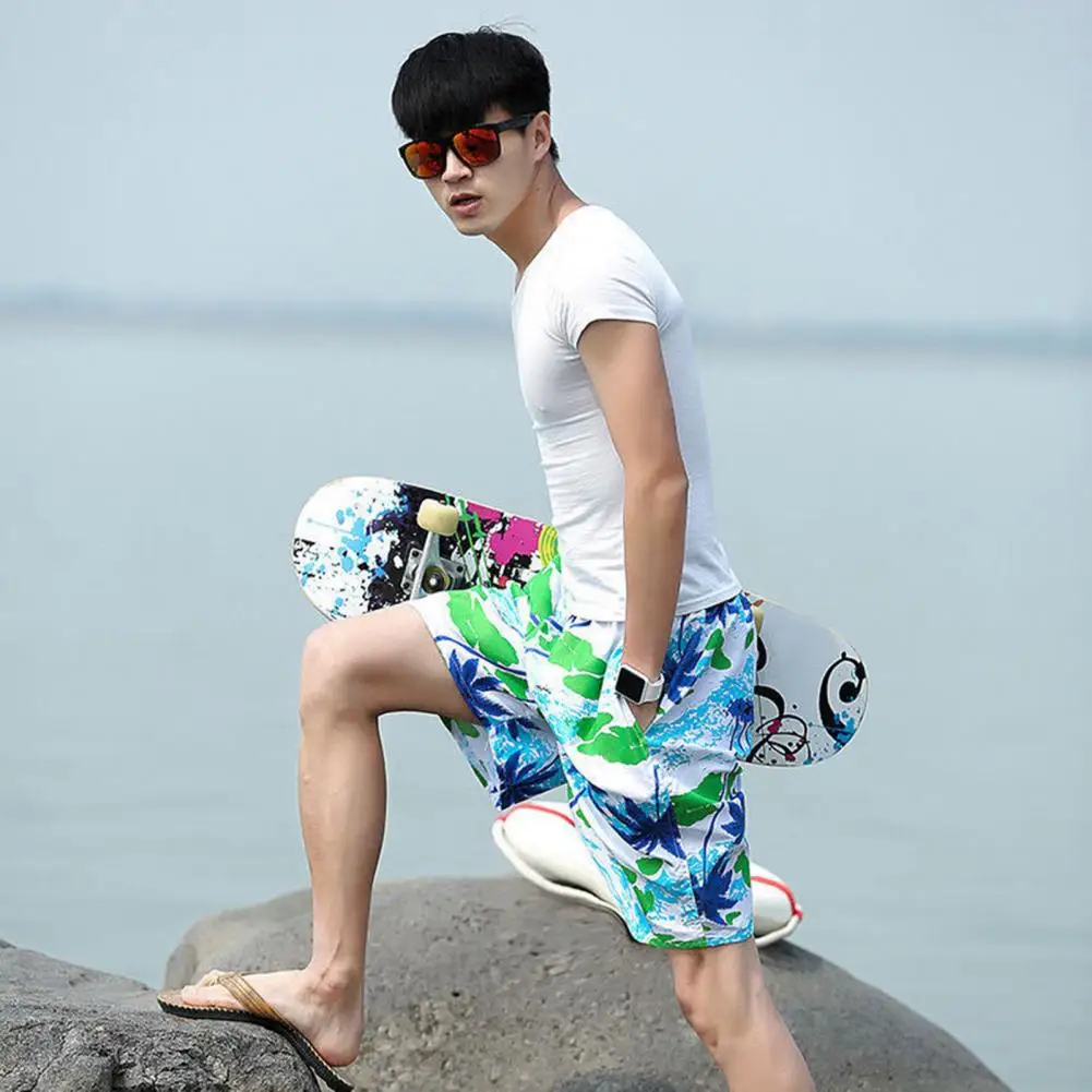 Summer Shorts Summer Thin Shorts Outerwear Tropical Tree Printed Men's Summer Beach Shorts Quick Drying Wide Leg for Casual