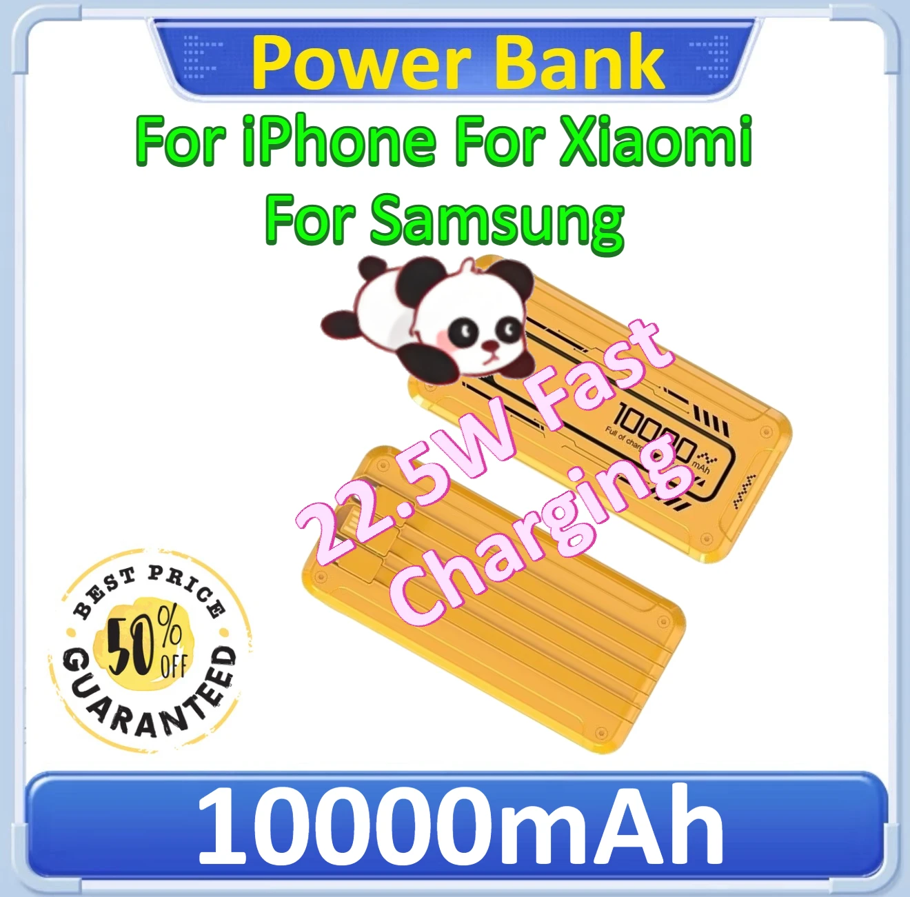 

10000mAh Power Bank For iPhone For Xiaomi For Samsung Portable Charger External Battery 22.5W Fast Charging