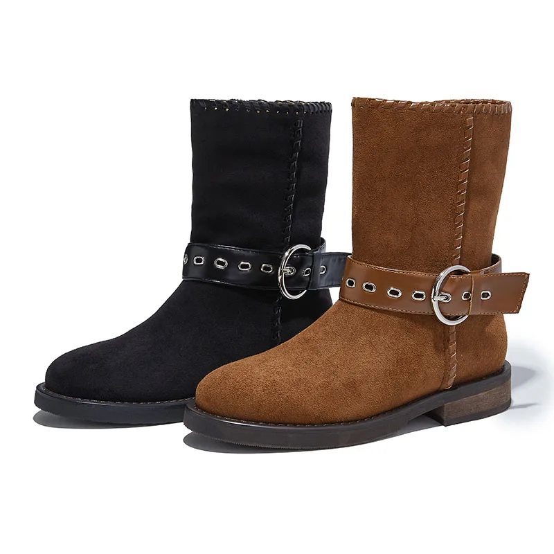 

Women's Western Cowboy Boots Vintage Non-Slip Spring/Autumn Women Boots Large Size Braided female Ankle Boots and Short Boots