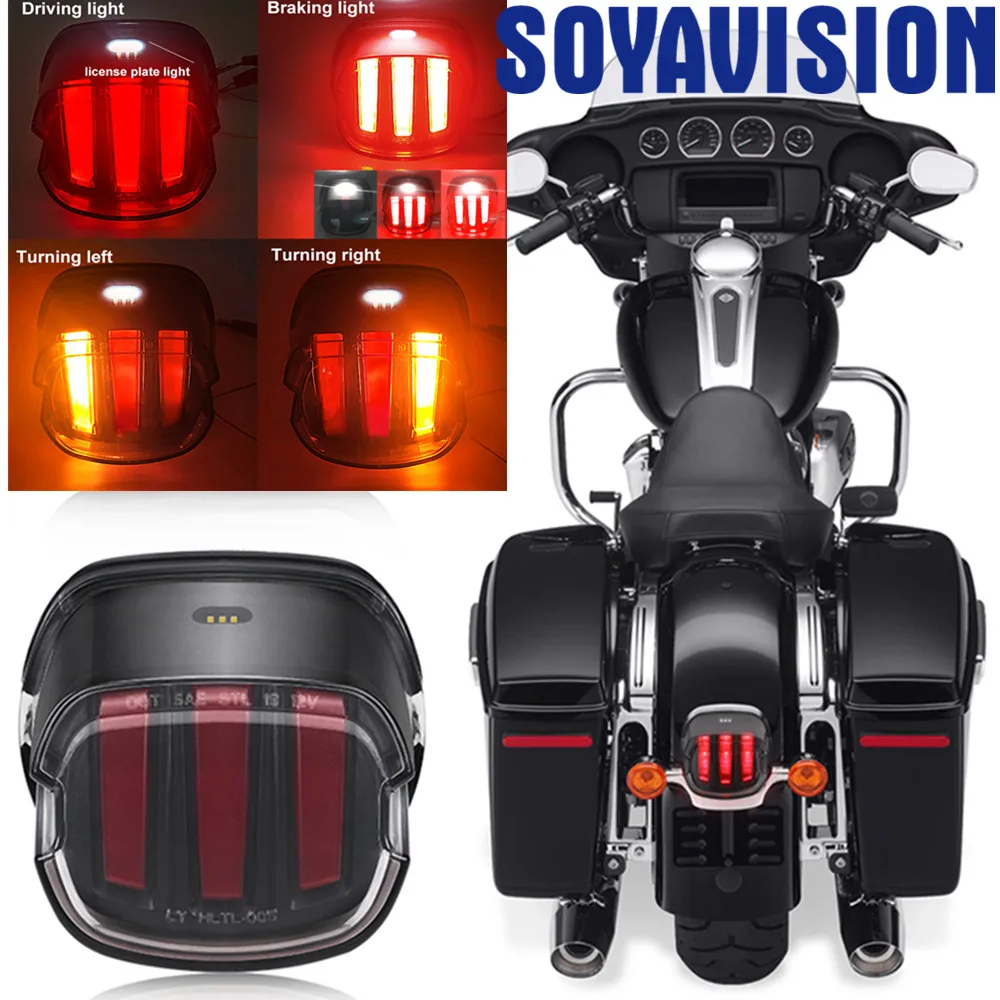 DOT Motorcycle LED Brake Tail Light Rear Turn Signal Lamp for Harley Sportster Dyna Fatboy Softail Touring Road Glide Road King