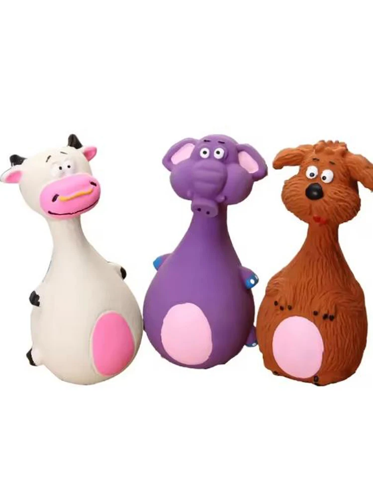 Hundespielzeug Sound Quietschender Elefant/Kuh Tier Kauspielzeug aus Gummi für kleine und große Hunde Bissfestes interaktives Spielzeug – Detail 3