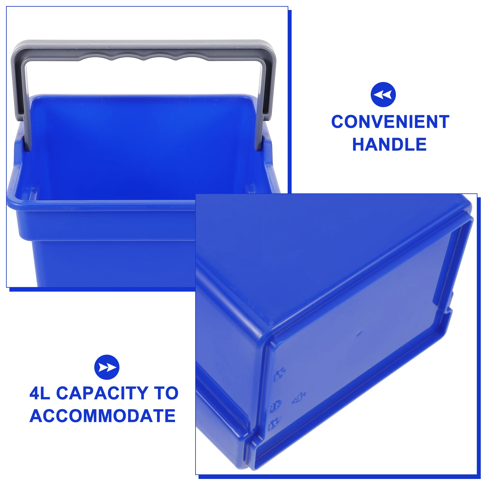 

4L Portable Plastic Water Bucket With Handle Household Cleaning Mop Laundry Storage Tub Large Capacity Bucket For Home