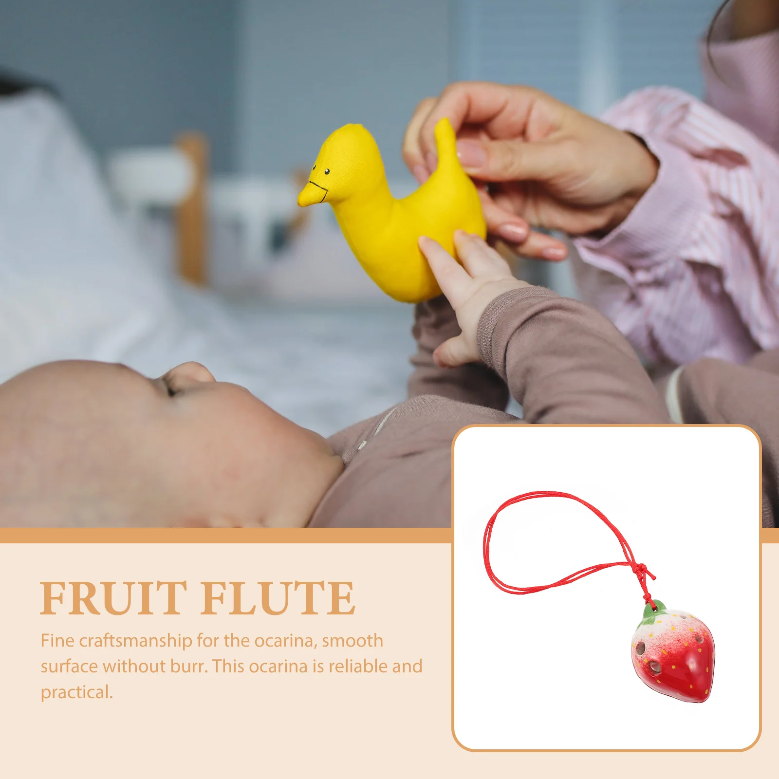 

1Set Strawberry Modeling Ocarina Beginner 6-Hole Practice Wind Instrument for Children Comfortable to Hold Children Ocarina