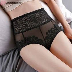Sexy Lace Flowers High Waist Tummy Control Panties Women Charming Knickers Large Size Girdle Waist Underwear Butt Lifter Briefs