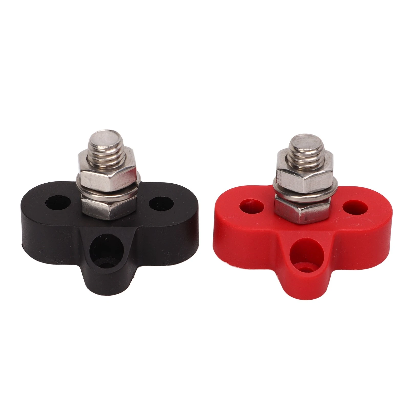 48V Battery Power Stud Red and Black Stainless Steel Post Single Stud Bus Bar Terminal Block for RV Truck Boat