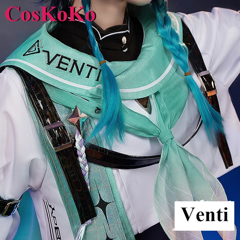 CosKoKo Venti disfraz de Genshin Impact, traje de Anime, banda de Cuatro Vientos, moda diaria, ropa informal fresca, juego de rol