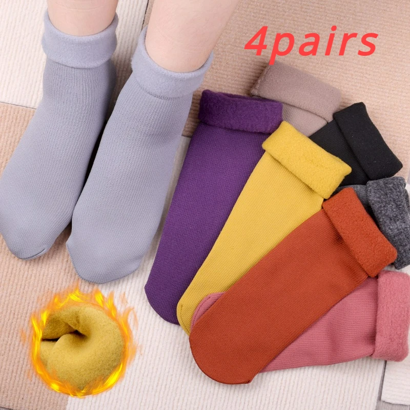 

Women Winter Socks Imitate Wool Thicken Thermal Fashion Mid-tube Soft Warm Snow Boots Floor Socks Simple Comfortable Stocking