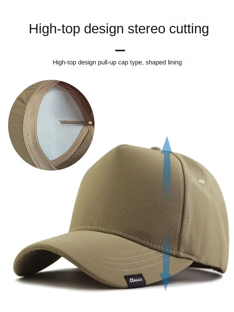 Oohmy Baseballkappe für Herren und Damen, schnelltrocknend, mit festem Schirm, hoher Krone, Sport- und Hip-Hop-Kappe, für große Köpfe, Outdoor – Detail 5