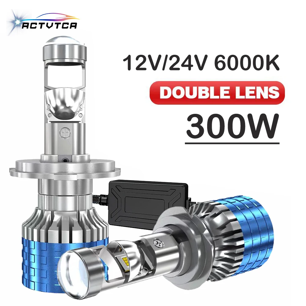 

ACTVTCA 300W H7 H4 LED Headlight Mini Lens Projector H9 H11 9005 9006 Auto Low Beam Canbus Bulb For Car/Motor 12V 24V