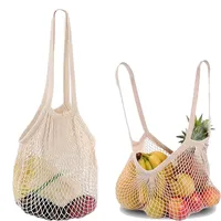 1/2pcs Cotton String Shopping Tote Bags Fruit Vegetable Storage Organizer Reusable Washable Grocery Eco Friendly Mesh Bags