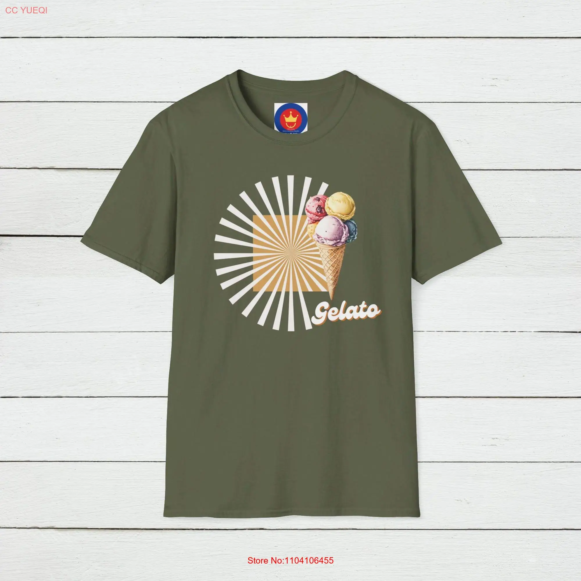 Retro Gelato T Shirt Ice Cream Vintage Style Nostalgic Design Cool Summer Apparel for Foodies long or short sleeves