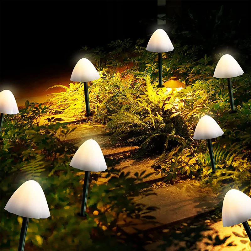 Solar Mushroom Light String Novel and Unique LED String Light Garden Garden Decorative Light Ground Insert Lawn Light