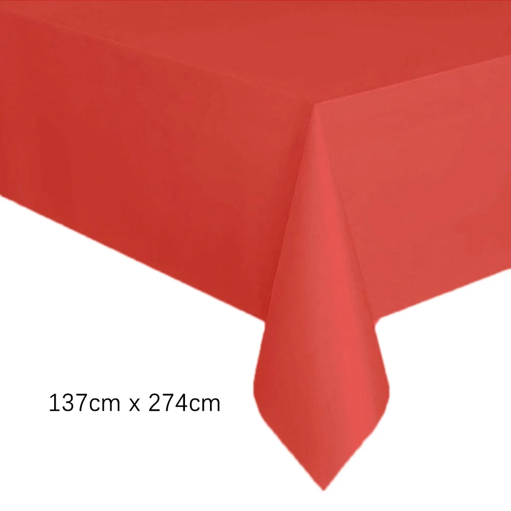 Valentines Day Disposable Tablecloth Red Love Heart Table Cover Plastic Rectangle Desk Cloth Wedding Party Table Decor Supplies