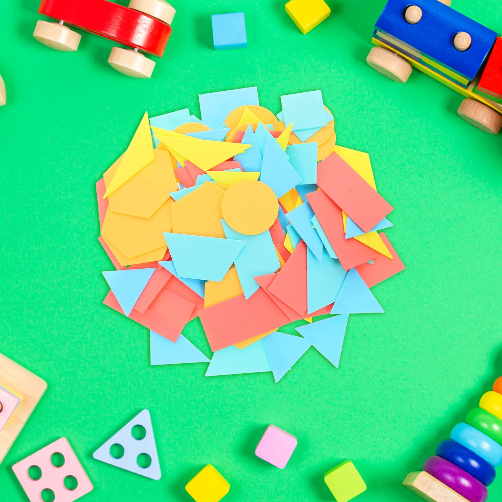 

100Pcs Geometric Shape Learning Pieces Children Shape Recognition Set Educational Cognitive Blocks for Math Skills Development