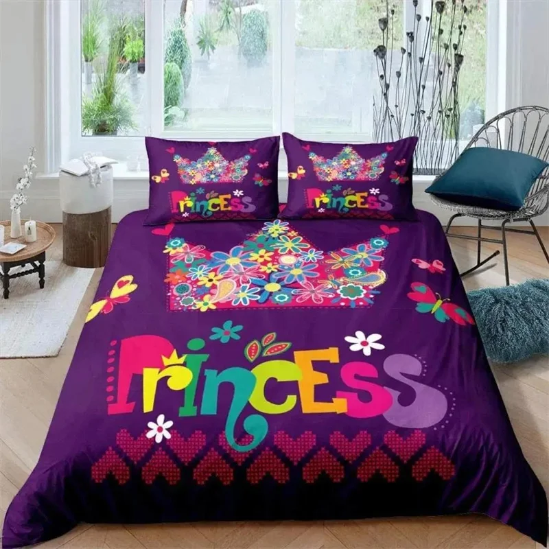 

Cartoon Numbers King Queen Duvet Cover Lovely Animals Bedding Set Kids Colorful English Alphabet 2/3pcs Polyester Quilt Cover