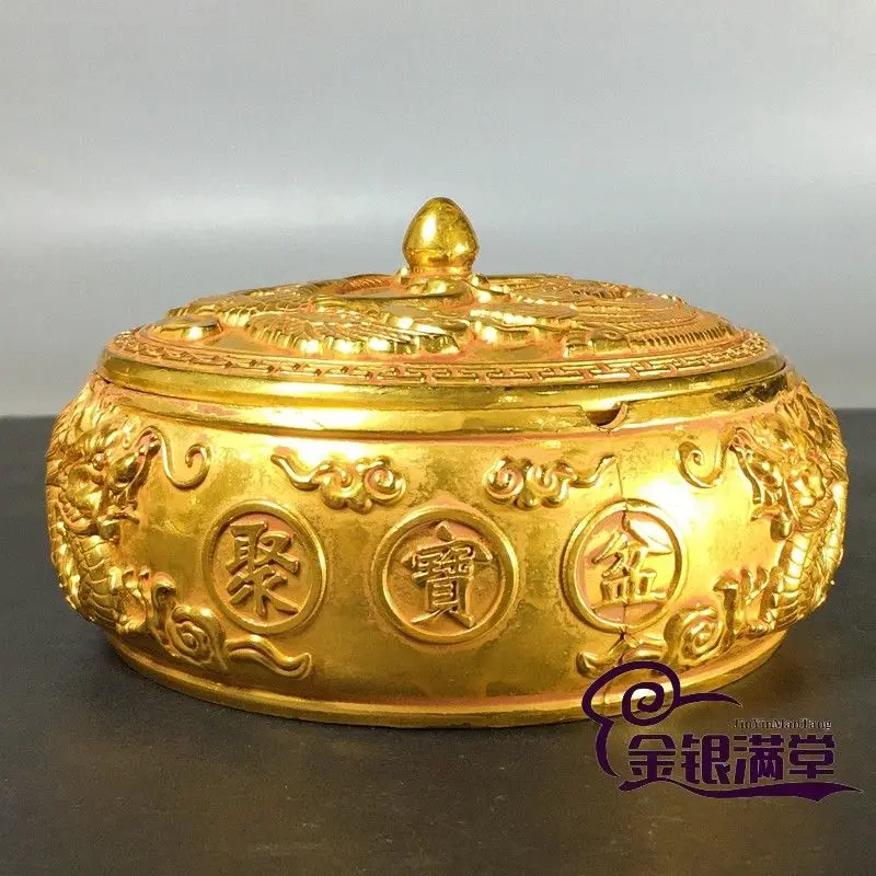Gilt Ashtray cornucopia Ornament Decoration Tea Pet Figurines Desk Decor Accessories
