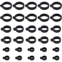 30PCS 3 Sizes Anti-Lost Silicone Rubber Rings Black Adjustable Band Holder Multipurpose 20mm/ 13mm/ 8mm Cases Necklace