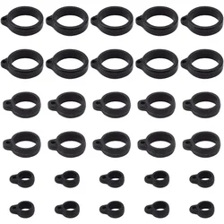 30PCS 3 Sizes Anti-Lost Silicone Rubber Rings Black Adjustable Band Holder Multipurpose 20mm/ 13mm/ 8mm Cases Necklace