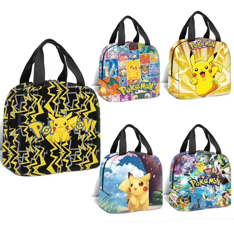 Anime Pokemon Gengar Pikachu Cooler Lunch Box Portable Insulated Canvas Lunch Bag Thermal Food Picnic Lunch Bags for Women Kids